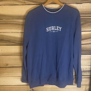 Hurley Men's Classic blue Crewneck Sweatshirt size large white embroidered logo